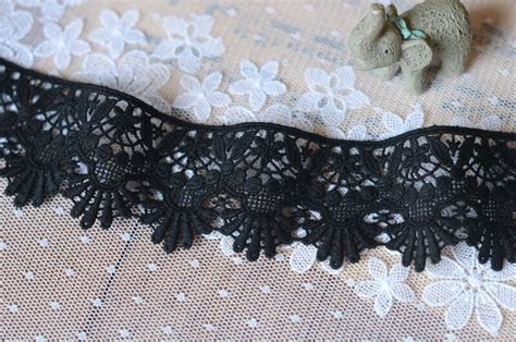 Black Flowers Lace Trim Hollow Out Embroidey Lace Fabric Diy Dress Lace Accessories 43cm Width