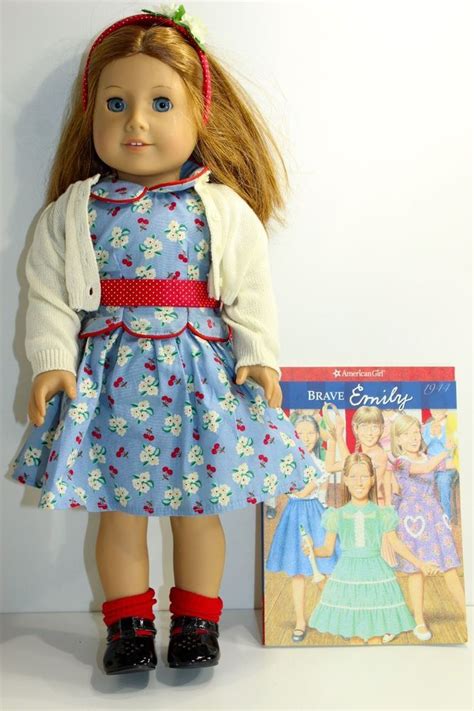 american girl emily doll in meet dress book outfit great condition retired dresses american
