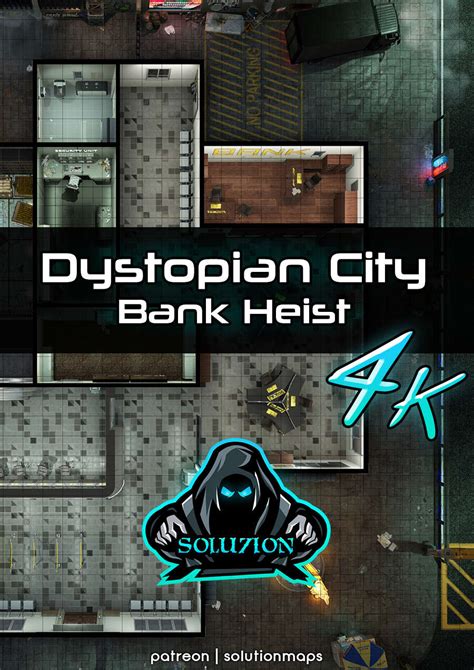 Dystopian City Bank Heist 4k Cyberpunk Animated Battle Map S0lu7i0n