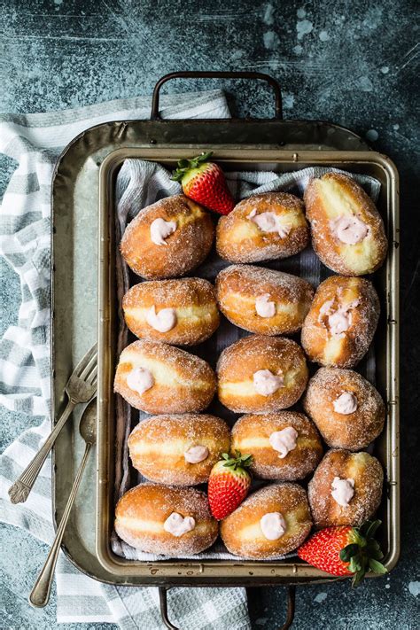 Strawberry Cream Filled Donuts - Foodness Gracious