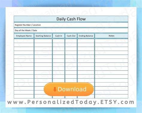 Business Daily Cash Flow Statement Report Register In Out Closeout