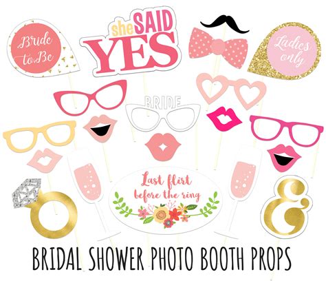 Printable Bridal Shower Photo Booth Props Bride Photobooth