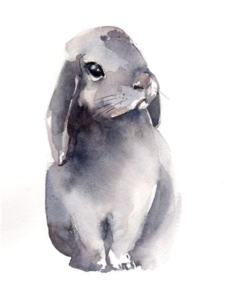 Painting Of Bunny Original Watercolor Painting Rabbit Painting Pet