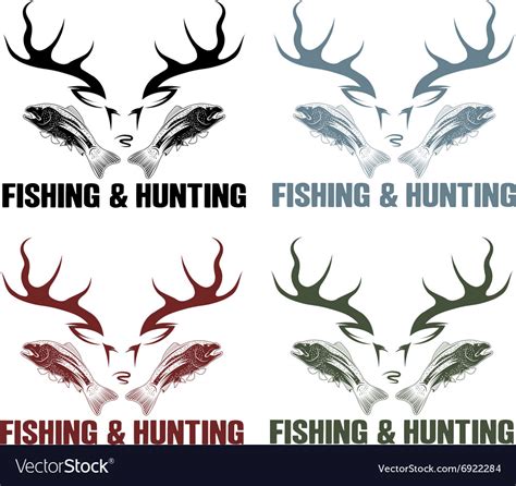 Hunting And Fishing Vintage Emblems Set Royalty Free Vector