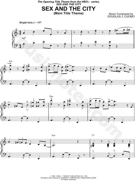 Sex And The City From Sex And The City Sheet Music Piano Solo In