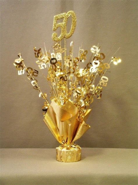Gold 50 Table Centerpiece Aniversario De Oro Fiesta De Cumpleaños De
