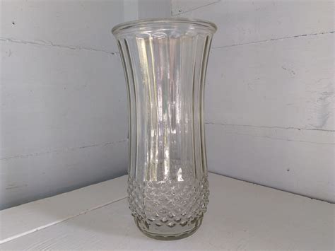 Vintage Clear Glass Flower Vase Hoosier Glass Heavy Thick Decorative
