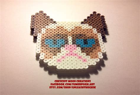 Grumpy Cat Perler Bead Sprite Original Design 8 Bit Pixel Etsy