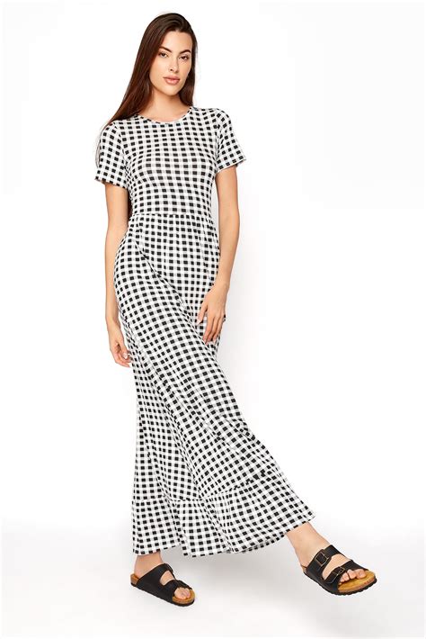 lts white gingham tiered maxi dress long tall sally