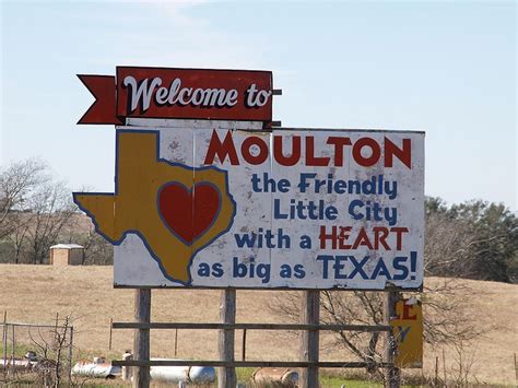 Moulton Texas Old Small Town Welcome Sign 2010 Buildings Roads Signs