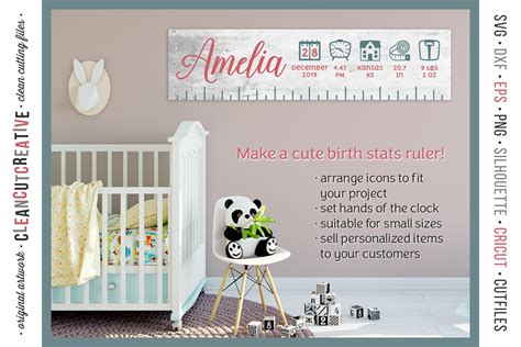 Baby Birth Stats Newborn Elements Svg File For Crafters 204985
