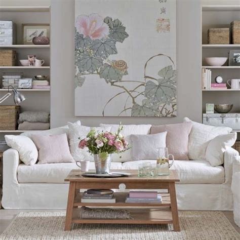 Pink And White Traditional Livingroom With Beautiful