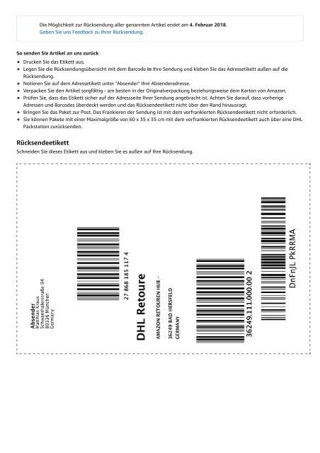 Bitte beachte, dass nur die bestellung, die dem rücksendeetikett auf deinem paket. Rücksendeetikett Dhl Retourenschein Ausdrucken Kostenlos / Real Retoure Ausdrucken Ihr Real ...