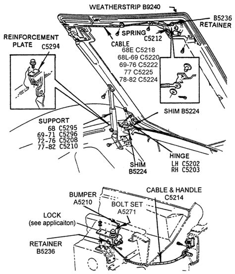 Hood Assembly Diagram View Chicago Corvette Supply