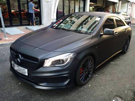 mercedes cla45 amg wrapped in matte black car wrap new cars mclaren cars