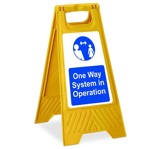 Social Distancing Warning Sign One Way System Blue A Boards
