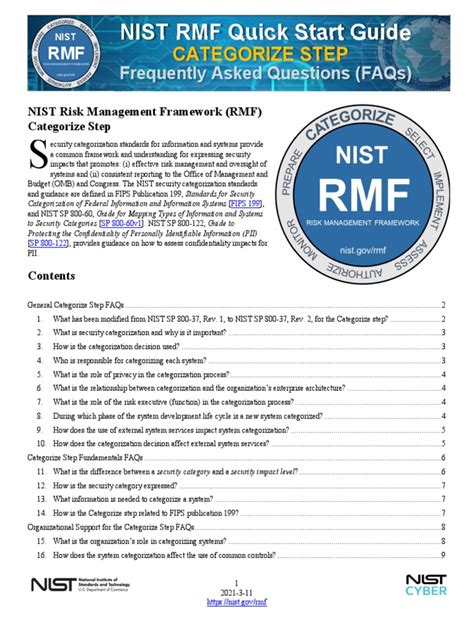 Nist Rmf Quick Start Guide Categorize Step Pdf Information