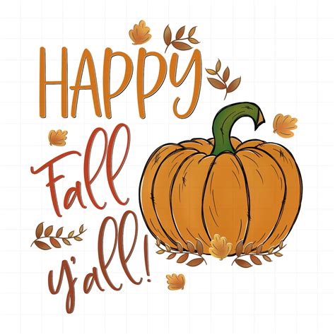 Happy Fall Yall Digital Png Clipart Fall Pumpkin Printable Etsy