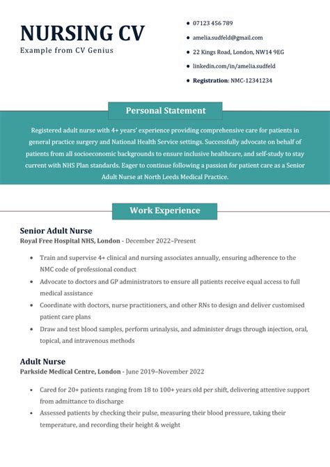Nursing Cv Examples And Uk Template Free Download