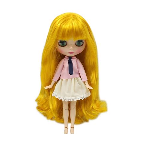 Muñeca ICY DBS Blyth bjd pelo largo de mango amarillo muñeca articulada cara brillante