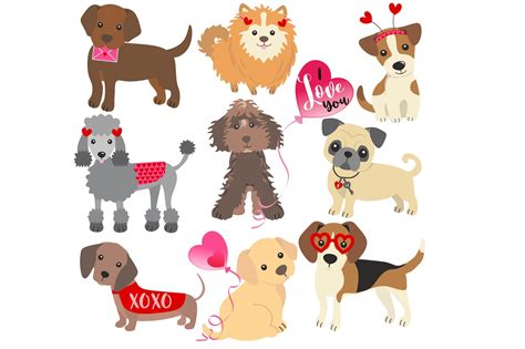 Valentine Dog Clipart 105068 Characters Design Bundles