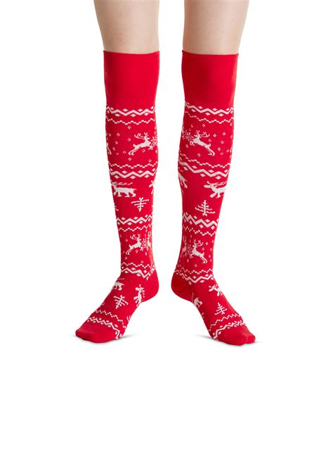 Three Christmas Deers Over The Knee Funny Colored Socks Buy Funny Colored Socks For Women