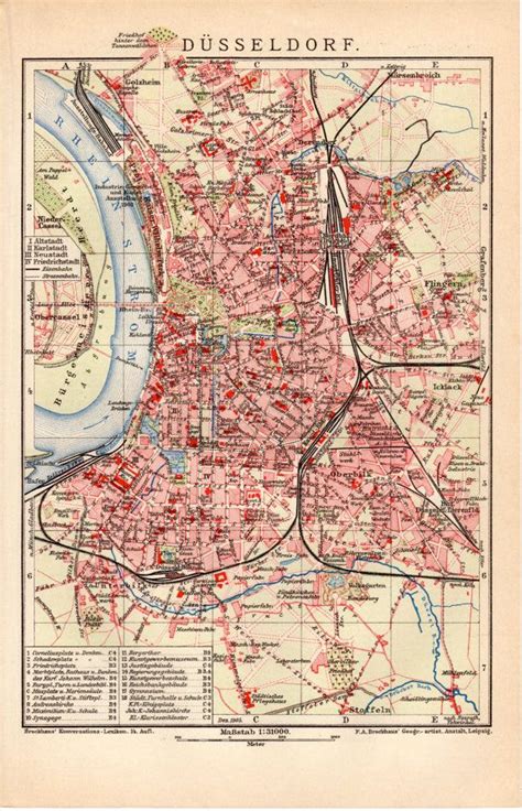 Düsseldorf 1908 Map Dusseldorf Germany Deutschland Maps