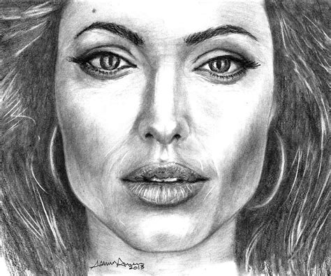 Angelina Jolie Drawing By Salman Ameer Fine Art America