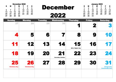 Free Printable December 2022 Calendars Wiki Calendar