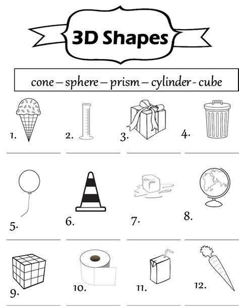 3d Shape Worksheets