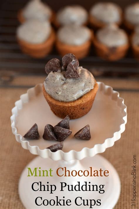 Calling all mint chocolate lovers! Mint Chocolate Chip Pudding Cookie Cups