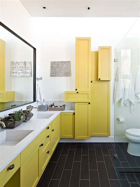 Göz Kamaştıran 26 Sarı Renk Banyo Dolabı