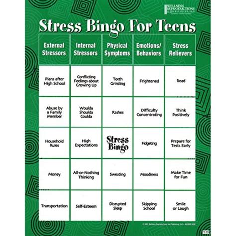 Stress Bingo For Teens An Engaging And Educational Game About Stress