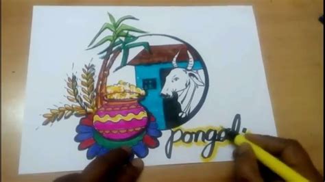 The term 'pongal' in tamil means to boil, and this festival is celebrated as a thanksgiving ceremony for the year's harvest. pongal drawing rangoli - YouTube