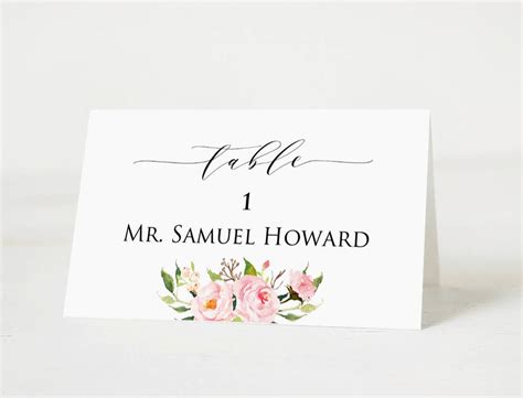 Downloadable Free Wedding Place Card Template Nismainfo