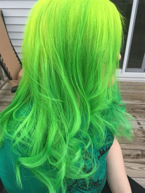 Pravana Vivids Neon Yellow Melted Into Neon Green Pastel Green Hair Blue Green Hair Dyed Hair