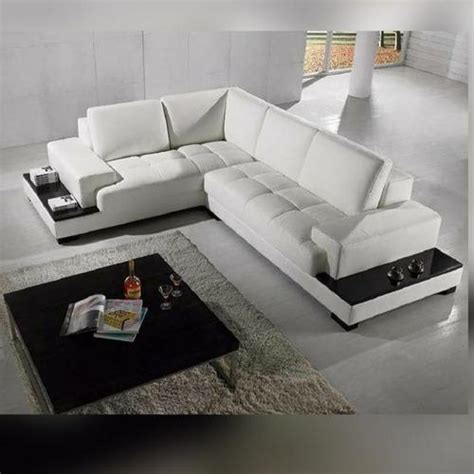 Contemporary sectional l shaped sofa design ideas for living room. White Wooden L Shape Sofa, For Home, Rs 60000 /set M/s ...