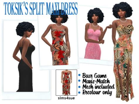 Toksiks Split Maxi Dress At Sims4sue Lana Cc Finds