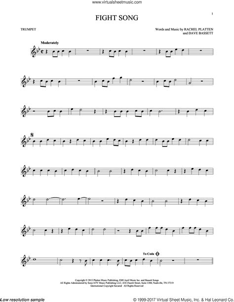 Fight Song Sheet Music For Trumpet Solo Pdf Interactive