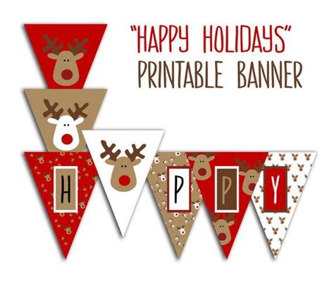 Happy Holidays Banner Christmas Party Printable Sign Etsy Christmas