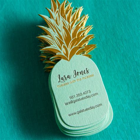 Print quality business cards online and make it as unique as your business. Pineapple Shaped Business Cards produced with Letterpress ...