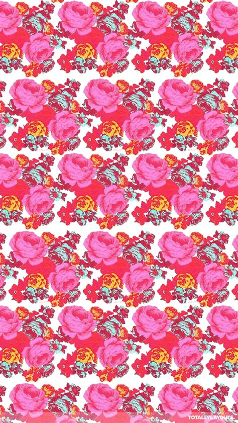 48 Flower Print Wallpaper Roses