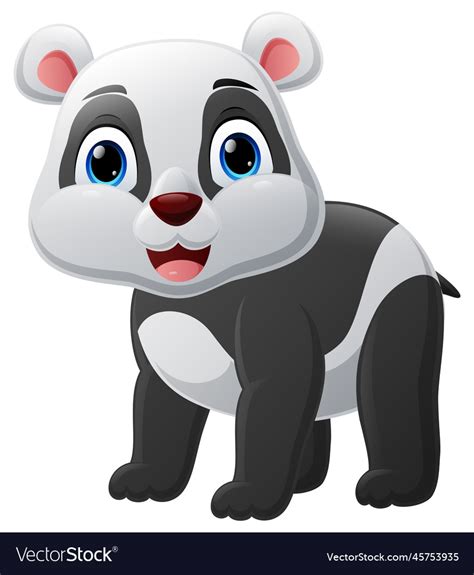 Cute Baby Panda Cartoon On White Background Vector Image