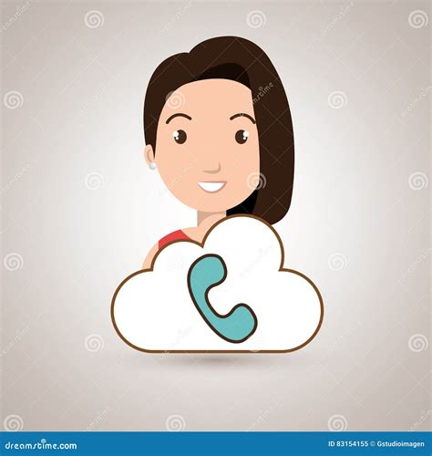 Woman Cartoon Telephone Cloud Stock Illustration Illustration Of