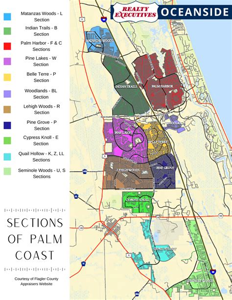 Palm Coast Area Sectioned Map