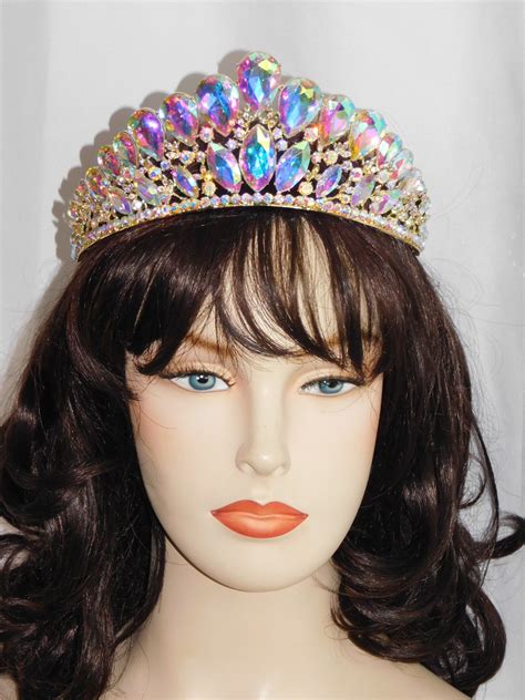 brand new gold rhinestone glass crystal beauty queen tiara etsy