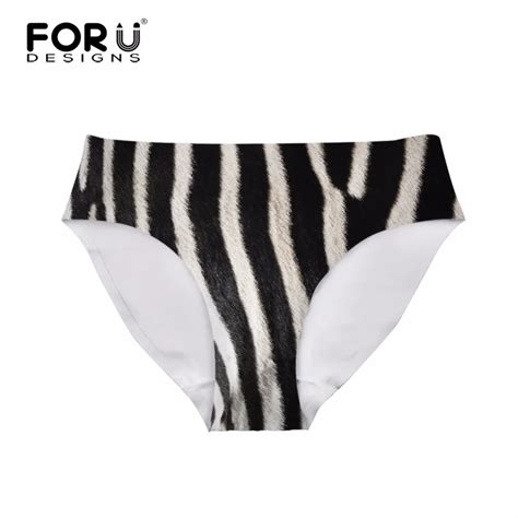 Forudesigns Panties Women Black White Stripe Printed Women Underwear