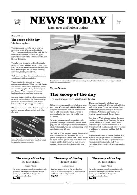Newspaper Layout For Microsoft Word