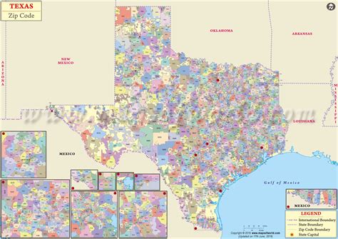 Texas Zip Code Map Including County Maps
