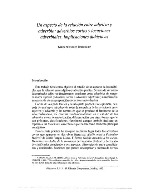 Un aspecto de la relación entre adjetivo y adverbio adverbios